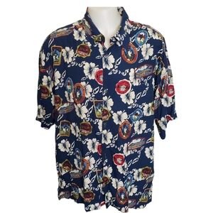 Big Dogs Shirt Men's Hawaiian Floral Short Sleeve Button Up Surf Hotel Size 3X